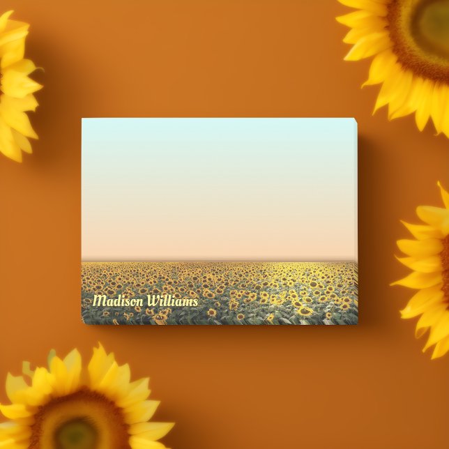 Post-it® Notes de champ de tournesol avec nom personnalisé ("Embrace Nature's Beauty in Every Note! 🌻📝)