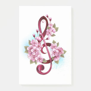 Post-it® Notes de clef musicale en treble avec des fleurs S