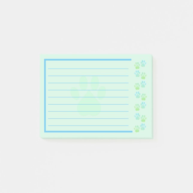 Post-it® Notes de Empreinte de patte bleu et vert (Devant)