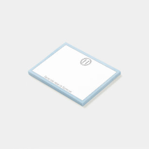 Post-it® Notes de la couronne de monogramme bleu