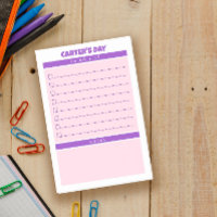 Notes de la liste des actions mauves et roses Jour
