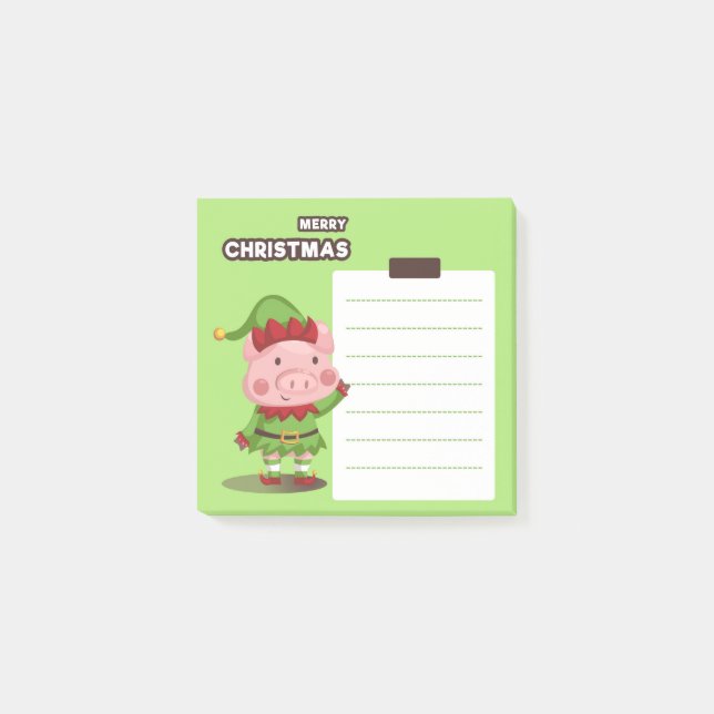 Post-It Notes de l'elfe cochon de Noël (Devant)