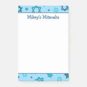 Post-it® Notes de Mitzvah - Étoile de David bleu clair 