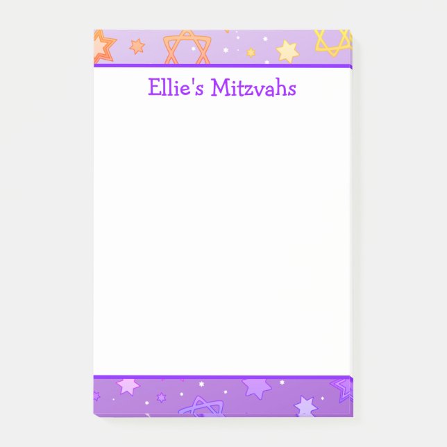Post-it® Notes de Mitzvah - Étoile de David violette  (Devant)