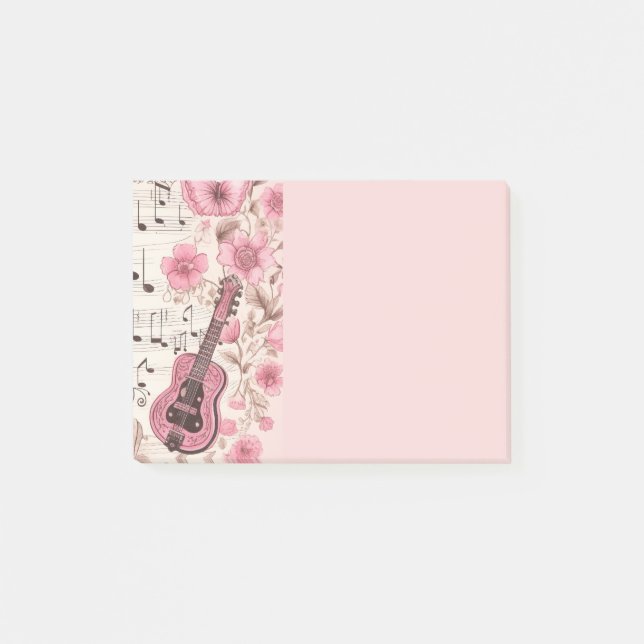 Post-it® Notes de musique et Fleurs style rétro (Devant)