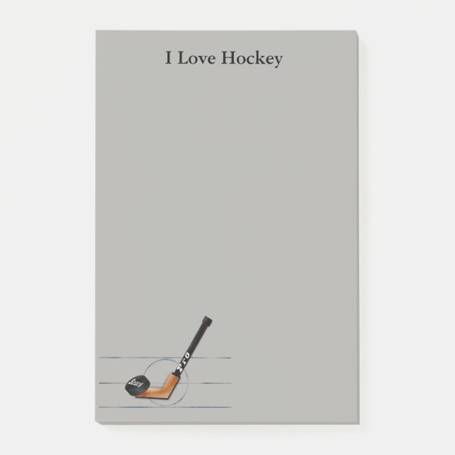Post-it® Notes de post-it "10x6"" aime hockey" d'amusement (Devant)
