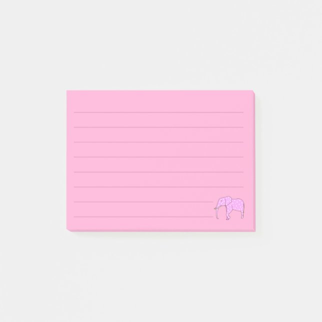 Post-it® Notes de post-it blanches rayées d'éléphant rose (Devant)