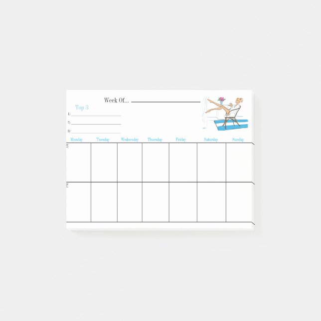 Post-it® Notes de post-it du planificateur hebdomadaire amu (Devant)