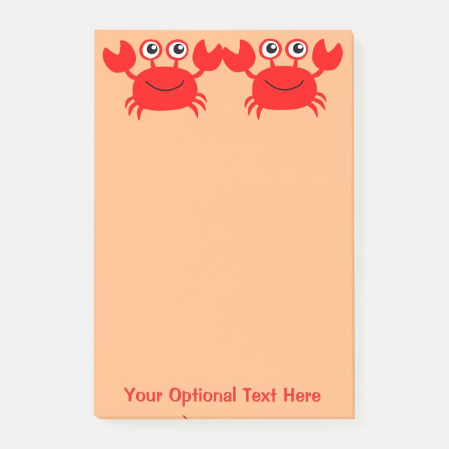 Post-it® Notes de post-it heureuses de crabe (Devant)