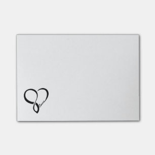 Post-it® Notes de post-it noires de coeur d'amour