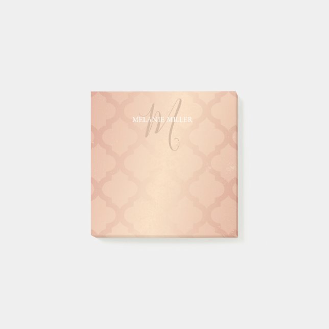 Post-it® Notes de post-it - nom rose d'initiale de trellis (Devant)