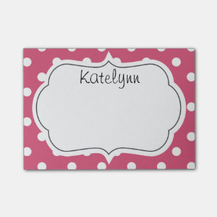 Post-it® Notes de post-it roses de monogramme de pois