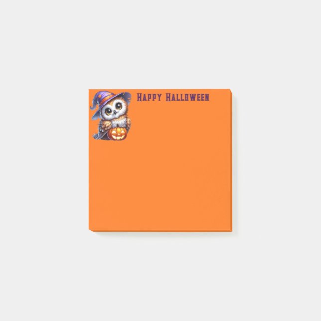 Post-it® Notes de poste du hibou d'Halloween (Devant)
