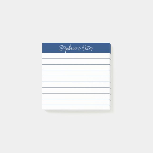 Post-it® Notes de script classiques bleu marine lignées (Devant)