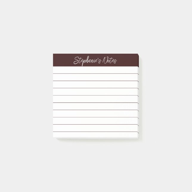 Post-it® Notes de script classiques brun chocolat (Devant)