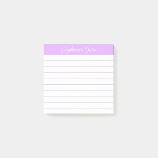 Post-it® Notes de script classiques légères lavande lignées (Devant)