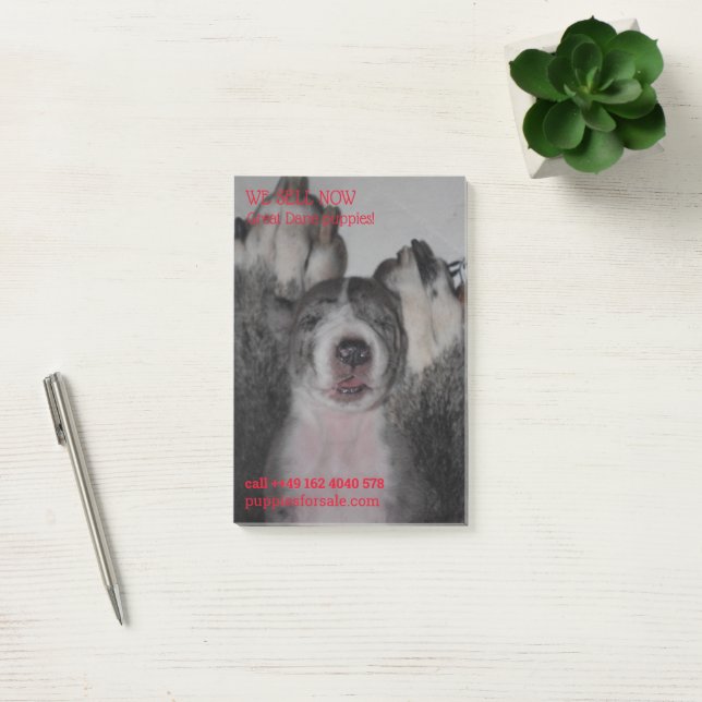 Post-it® Notes de vente de chiots affichées (Bureau)