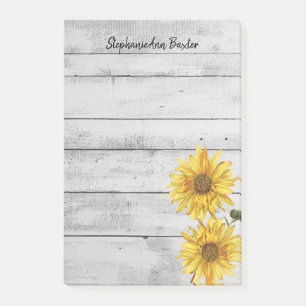 Post-it® Notes des tournesols rustiques en bois blanc
