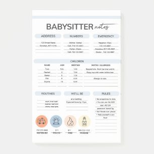 Post-it® Notes d'information sur la Babysitter