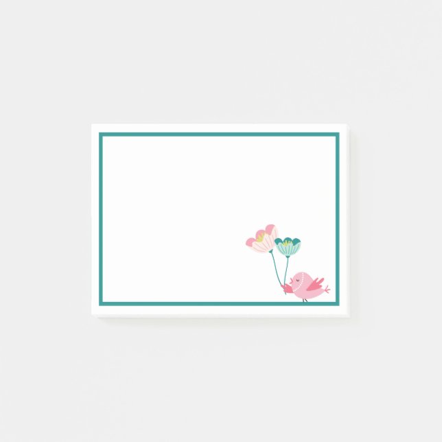 Post-it® Notes d'oiseaux et de fleurs (Devant)