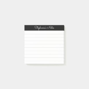 Post-it® Notes Élégantes Personnalisées Noir Grisé Lignées