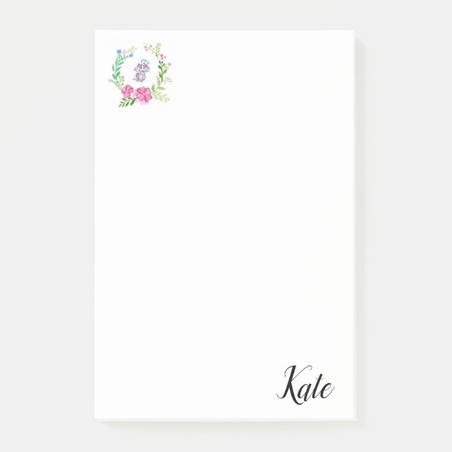 Post-it Notes Éléphant Floral (Devant)