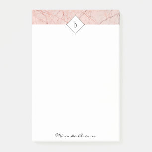 Post-it® Notes en marbre or Rose Monogramme