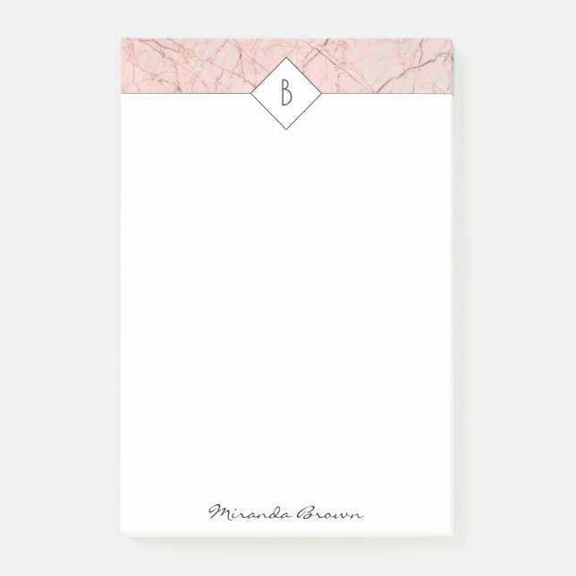 Post-it® Notes en marbre or Rose Monogramme (Devant)