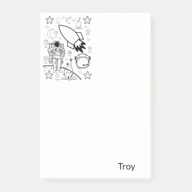 Post-it Notes Färbung Astronauten Aliens Klebezettel (Vorderseite)