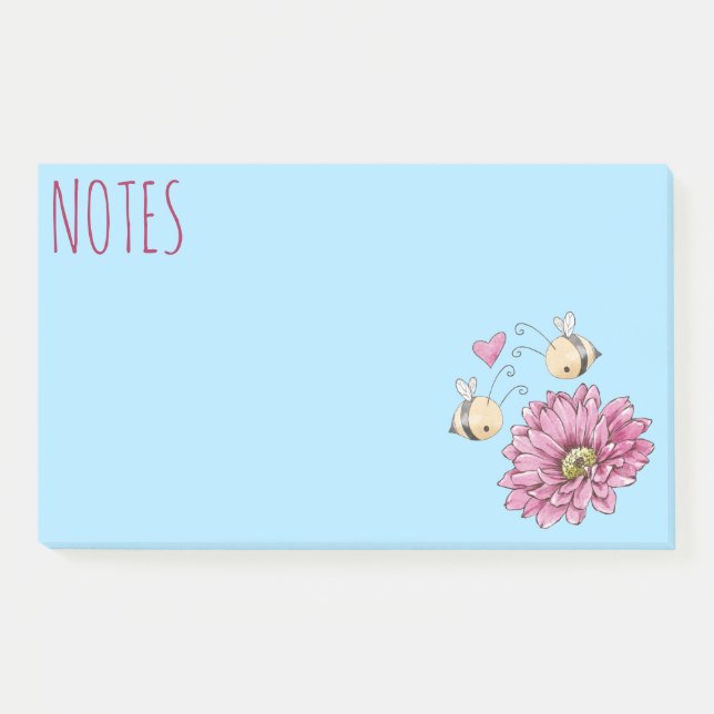 Post-It Notes Fleur Abeilles Mignonnes (Devant)