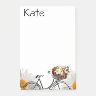 Post-it Notes Floral Fahrrad Klebezettel