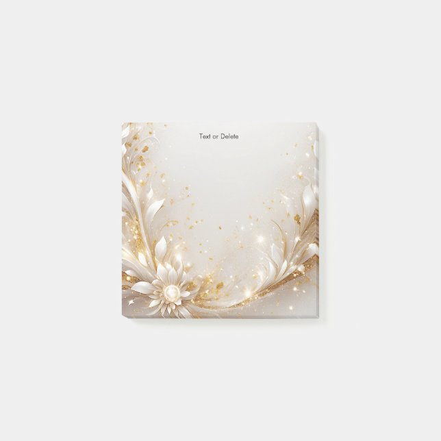 Post-it® Notes Florale d'or blanc (Devant)