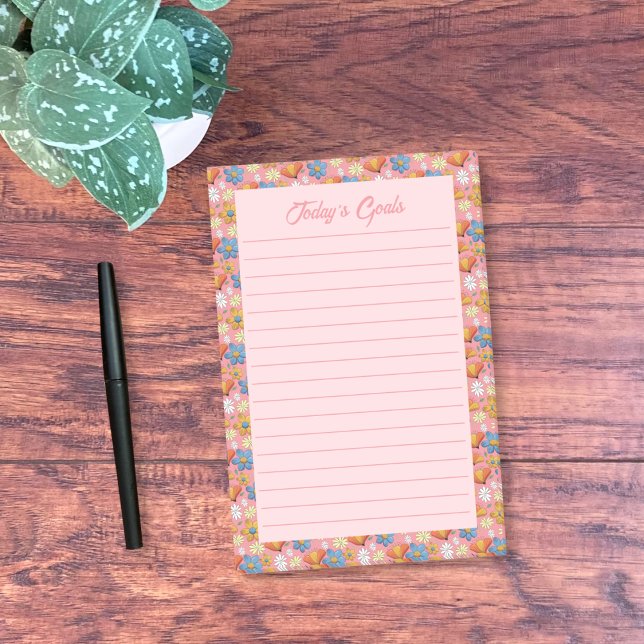 Post-It Notes Florales de Printemps (Spring floral pattern ruled sticky notes . Customize them with your own text . )