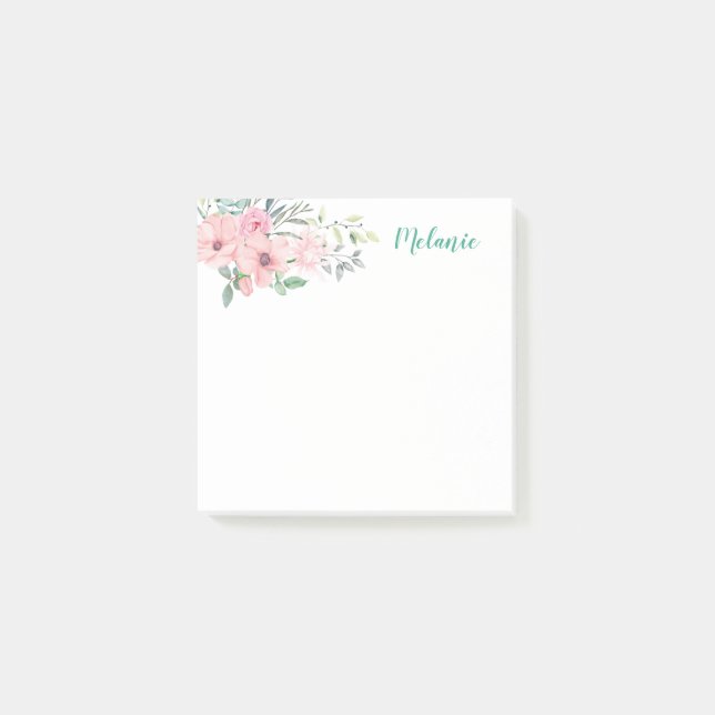 Post-it® Notes florales et botaniques roses simples (Devant)