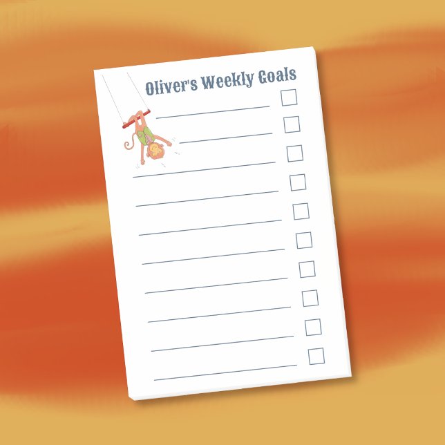 Post-it® Notes hebdomadaires pour les objectifs de l'enfant (Cute monkey sticky notes for kids to keep track of their weekly goals . )
