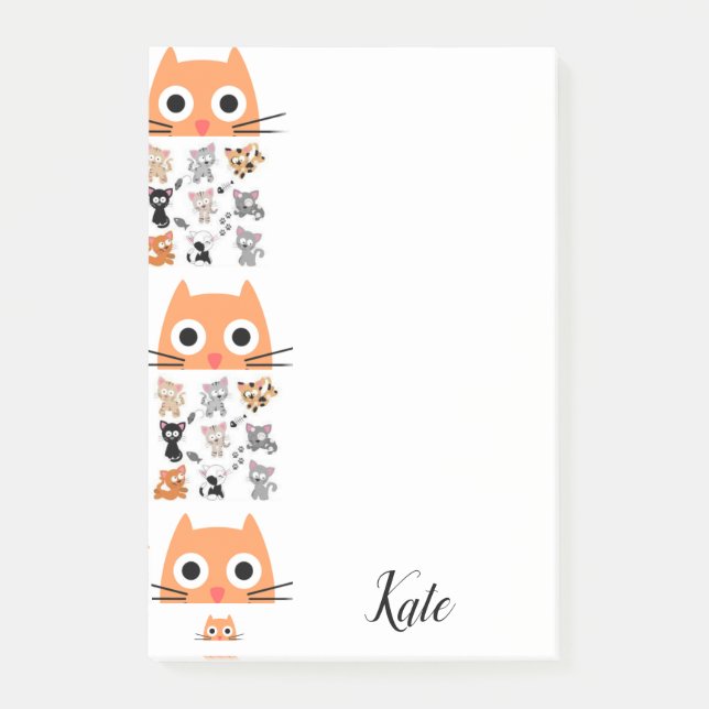 Post-it Notes Kätzchen Whimsical Katze Klebezettel (Vorderseite)