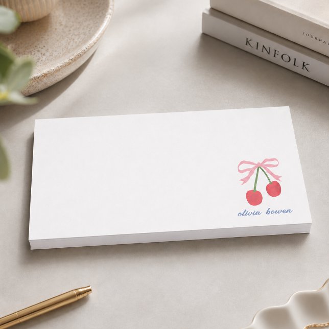 Post-It Notes | Kirschroter Koketten-Schleifen-Sch Klebezettel (Cute custom design post-it notes with coquette bow and cherries, perfect for gifting or everyday use)