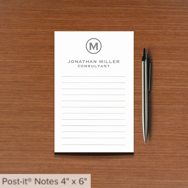Post-it® Notes monographiques minimalistes grises (Créateur téléchargé)
