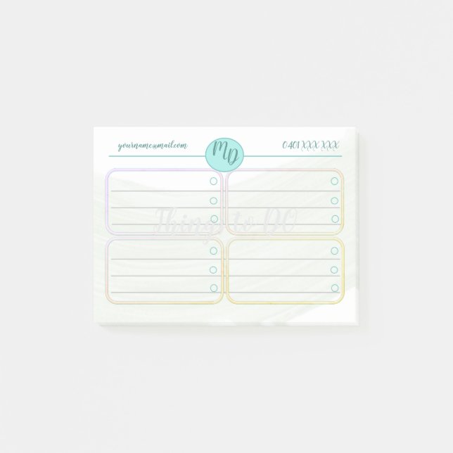 Post-it® Notes personnalisées d'aquarelle bleue et verte (Devant)