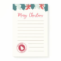 Notes post-it avec des plantes de Noël et un poste