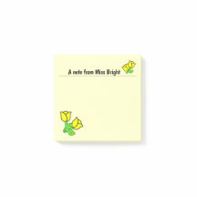 Notes post-it des roses jaunes