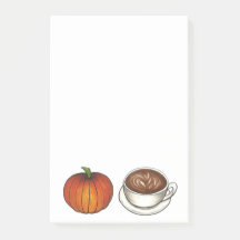 Notes postales citrouilles sur le latte de café ép