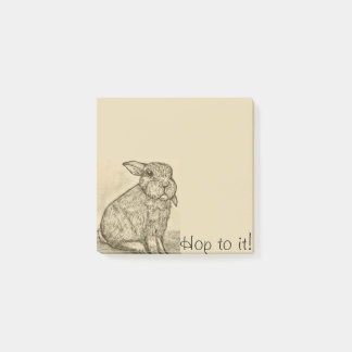 Post-it® Notes postales de Sepia Antique Bunny Rabbit