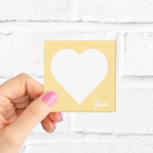 Post-it® Notes postales du coeur jaune avec nom