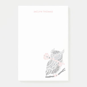 Post-it® Notes postales personnalisées de la Chouette à gra