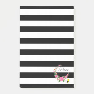 Post-it Notes Rayure Noire Fleur de Bourdon
