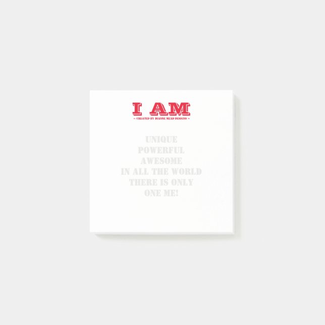Post-it Notes Red Ich bin einzigartig mächtig Wass Klebezettel (Vorderseite)