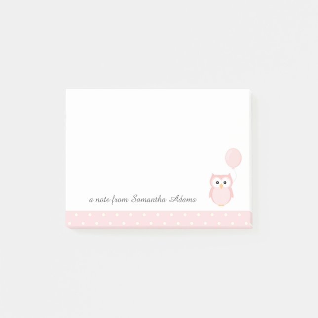 Post-it® Notes roses mignonnes de hibou (Devant)