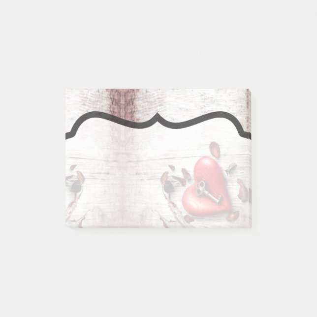 Post-it® Notes Stick Country Wood Key to my Heart Rustic T (Devant)
