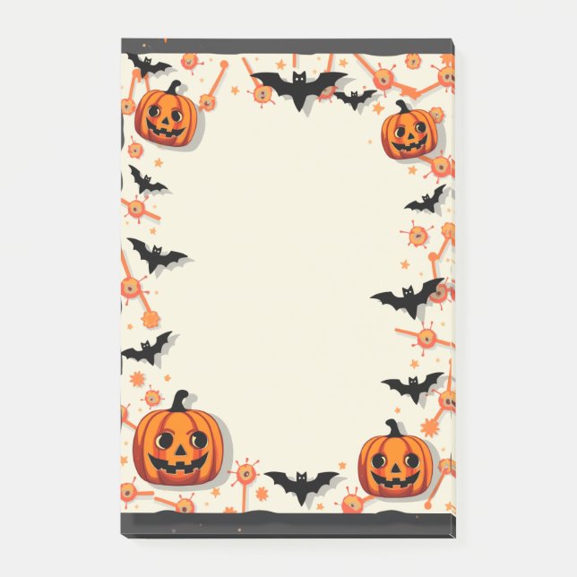 Post-it® Notes sticky Halloween avec Citrouilles et chauves (Devant)